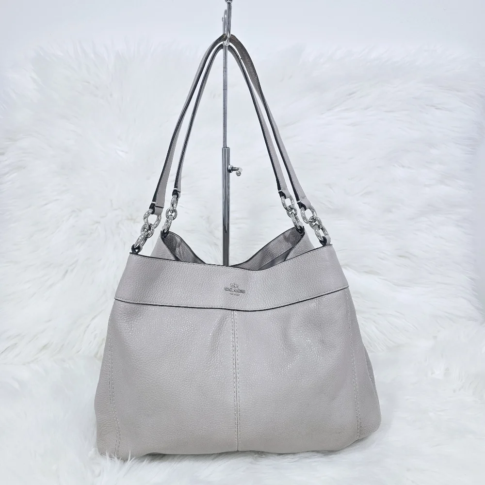 Coach Lexy Shoulder Beige Leather Purse